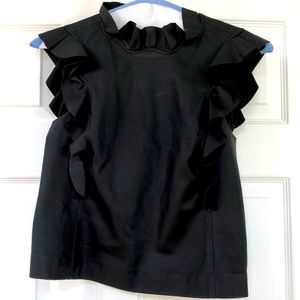 REBECCA TAYLOR Black Faux leather top - size 6 EUC